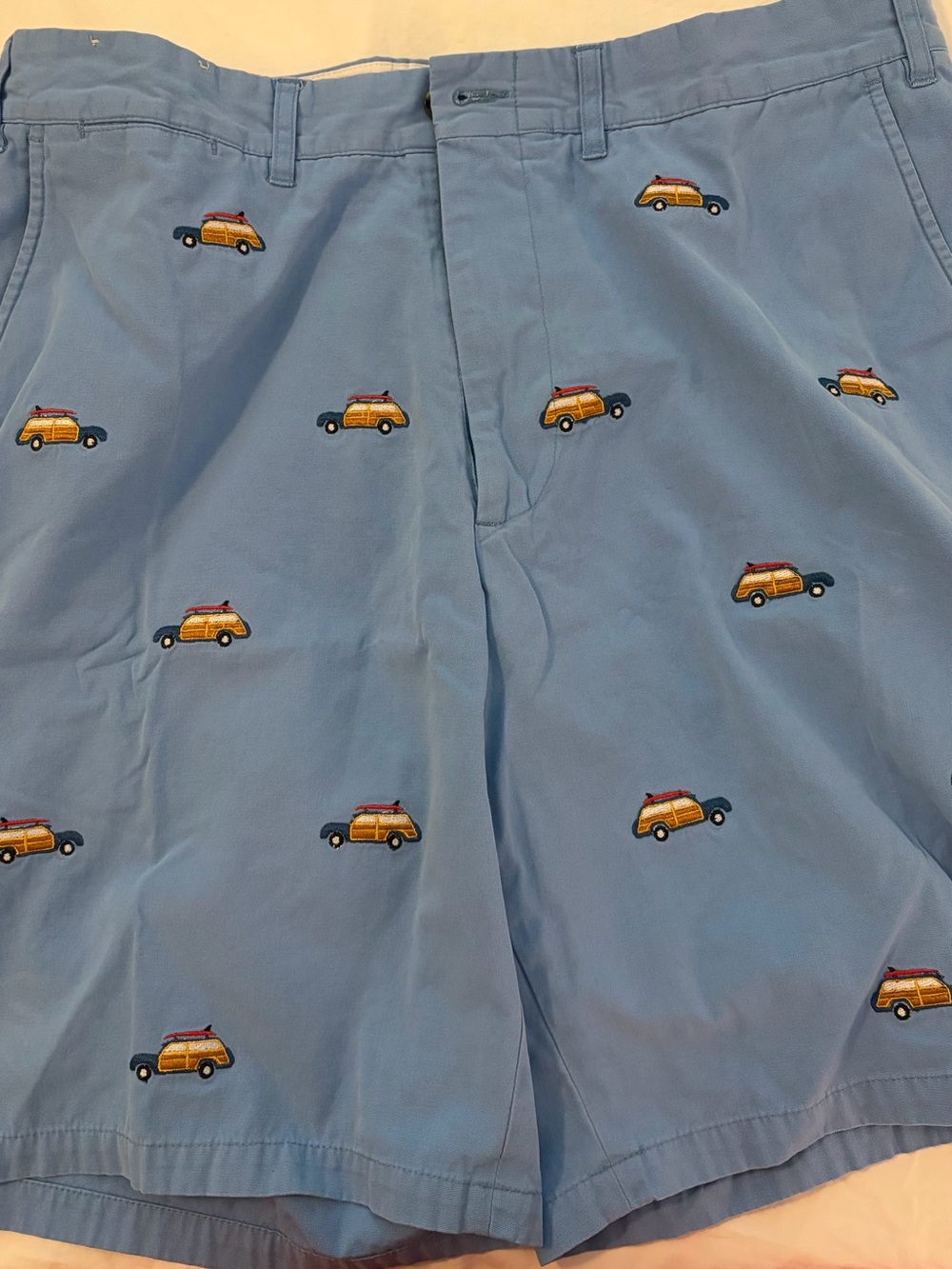Castaway Light Blue Embroidered Surf Wagon Shorts